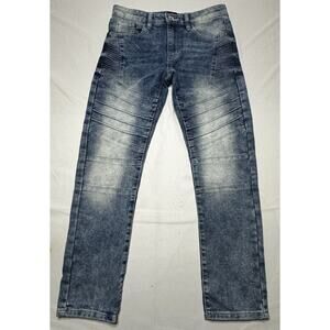 Southpole Youth Boys Acid Wash Moto Ribbed Skinny Fit Jeans - Size 14 (28x27)
